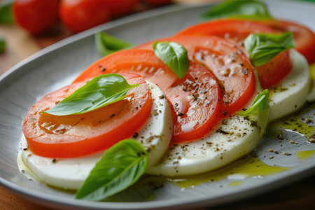 Caprese salad with tomatoes and mozzarella.の素材