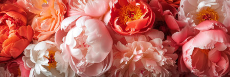 Colorful peonies in close-up view.の素材