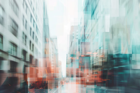 Abstract cityscape in pastel tones.の素材