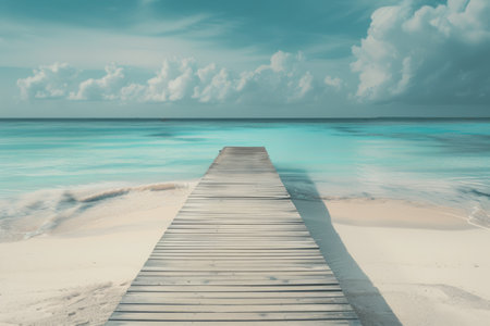 Empty pier at crystal-clear sea.の素材