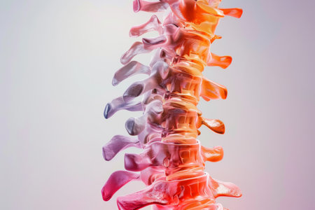 Abstract and artistic depiction of the spine with elements of science fiction and modern digital art illustration.の素材