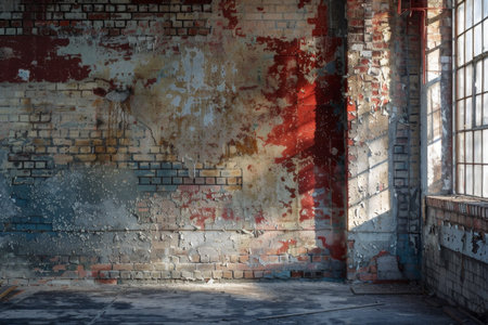 Brick wall with paint traces.の素材