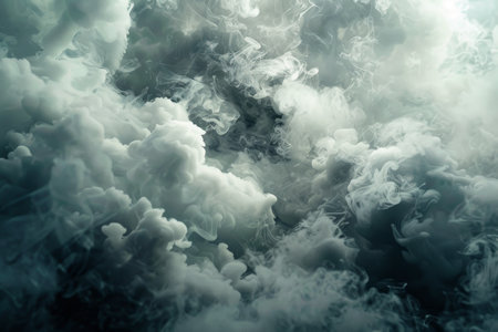 Smoke forming clouds. Representation of smoke in the atmosphere and its influenceの素材