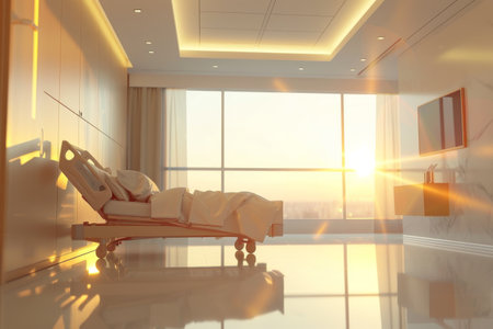 bright hospital modern room with light from the window.の素材