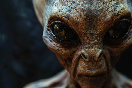 Close-up of an alien's head. Fantasy style alien imageの素材