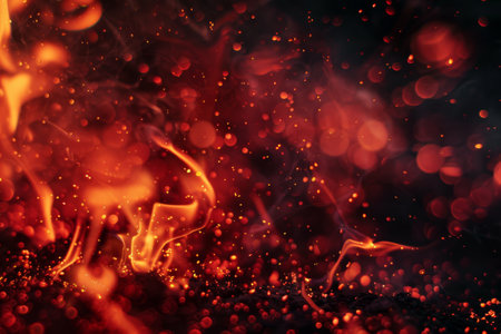 Abstract dark glittering fire particles.の素材