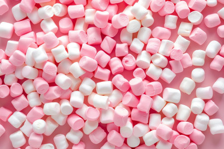 Pink and white marshmallows, close-up.の素材