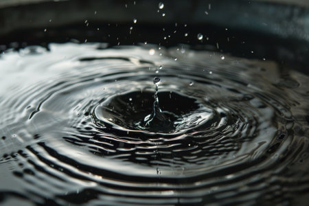 Black water drop on dark.の素材