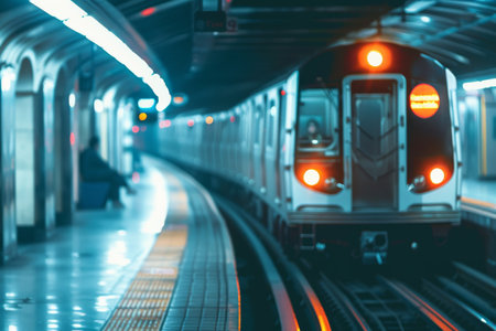 Subway train arriving at the station.の素材