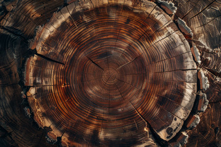 Detailed wood cross-section with prominent annual ringsの素材