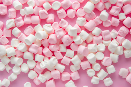 Pink and white marshmallows, close-up.の素材