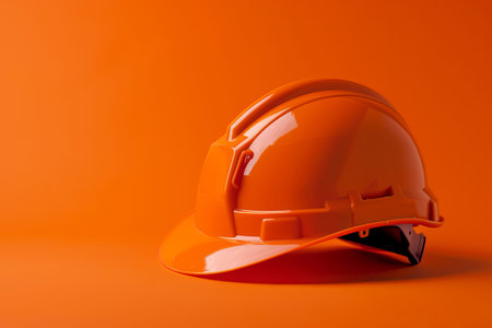 Orange construction helmet on an orange backgroundの素材