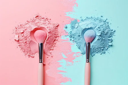 Make-up beauty products at pastel backgroundの素材