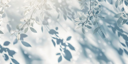 Soft shadows of leaves blowing in gentle light a blurred natural background with delicate leaf...