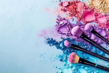 Make-up beauty products at pastel backgroundの素材