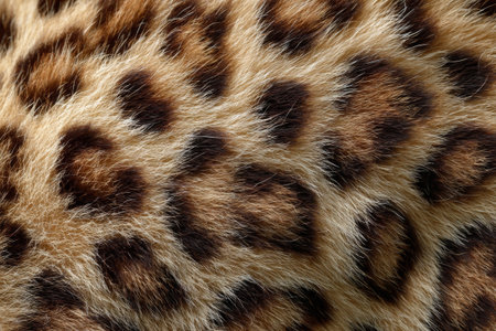 Close-up view of a leopards distinctive fur pattern showcasing its vibrant colors and textures in a natural habitatの素材