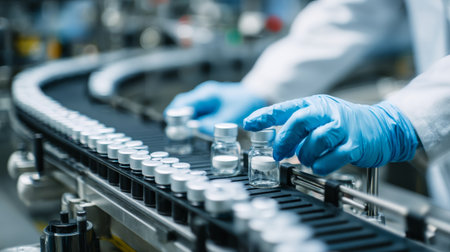 Manufacturing process of pharmaceutical vials in a clean room environment during daytimeの素材
