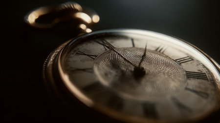 Antique pocket watch with intricate details captures the beauty of timeless craftsmanship in subdued lightingの素材