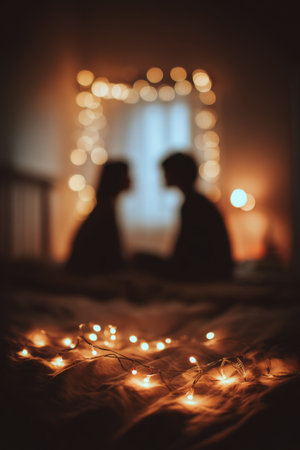 Romantic evening with soft lights and a quiet atmosphere for a couple in loveの素材