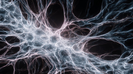 Intricate neural network visualization showcasing connections and pathways in a dark environmentの素材