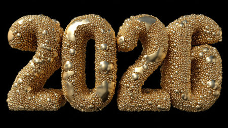 Golden textured 2026 numbers symbolizing a festive New Year celebration in a bright and celebratory atmosphereの素材