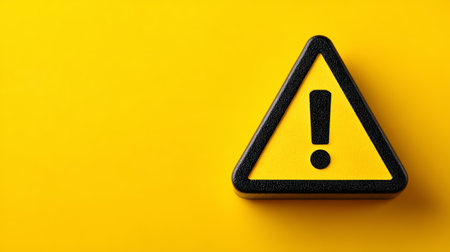 Caution sign on a bright yellow background emphasizes safety awareness in various environmentsの素材