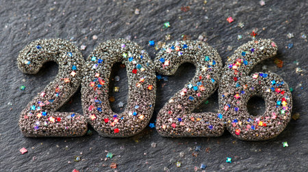 New Year celebration plans highlighted with sparkly decorations for 2026 and the excitement of upcoming festivitiesの素材