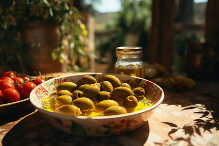 Olive oil is a natural product derived from the fruit of the olive tree. exquisite flavor palette, easily used for cooking a variety of dishes. rich in healthy fats and antioxidants, healthy eatingの素材