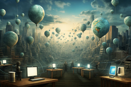 international internet day. October 29th celebrates the most important invention in human history. Internet provides instant access to information. copyspace, banner, backgroundの素材