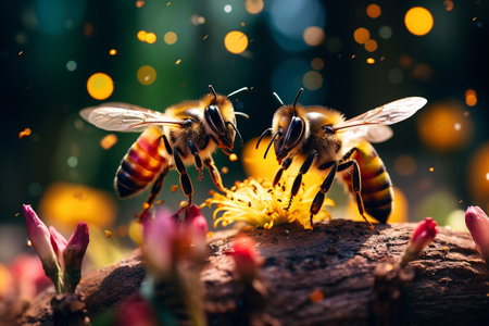 little darlings cuties a bees, honey, a laborer, a hard worker, yellow and black striped animals cheerful joyful happy nice eyes, insect bumble-bee wasp hornetの素材