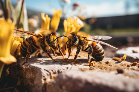 little darlings cuties a bees, honey, a laborer, a hard worker, yellow and black striped animals cheerful joyful happy nice eyes, insect bumble-bee wasp hornetの素材