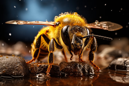 little darlings cuties a bees, honey, a laborer, a hard worker, yellow and black striped animals cheerful joyful happy nice eyes, insect bumble-bee wasp hornetの素材