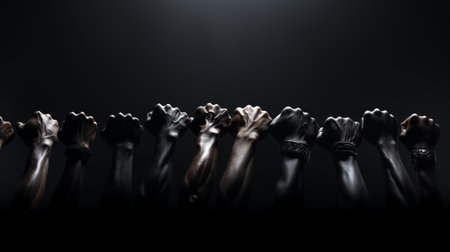 Black History Month, society struggle against slavery, racism, prejudice, poverty, contribution of African Americans cultural and political life, Black community, history. banner, copy space, cardの素材