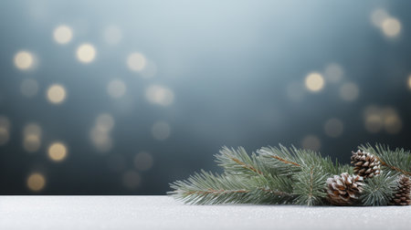 New Year Merry Christmas snow, garland, trees, balls, miracle. winter, cold, frost freezing gift present banner copy space background greeting card posterの素材