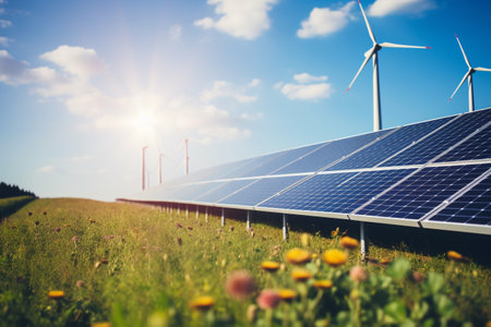 A solar cell is a photovoltaic module that collects sunlight and uses it to generate electricity sun wind and solar systems nature beautiful, alternative global ecology energyの素材