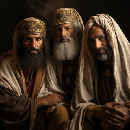 Reyes Magos. Three kings day, brought gifts to Jesus Christ after learning of Messiah's birth Three wise men magicians priests banner greeting card copy spaceの素材