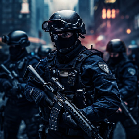 Police, public authority engaged in protection of public order and combat offenses, law enforcement agencies mechanism of state. policeman or policewoman, uniform safety badge cap securityの素材
