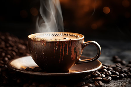 coffee as a beverage cup of coffee, energy, arabica beloved beverage rich and aromatic experience warmth of a morning ritual well-brewed tasty beautiful copy space banner background posterの素材