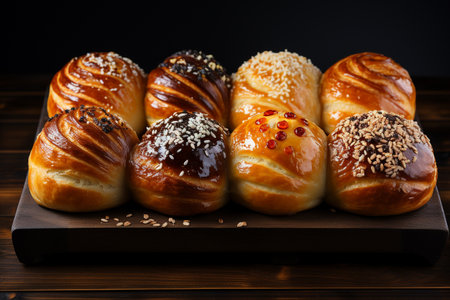 Bakery products, baking industry. food products baked from flour, yeast, salt, water and additional raw materials for bakery products. Bagels, buns, rolls, biscuits and loaf breadsの素材