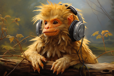 Anthropomorphic animals, playful, human like characters, emotions, endearing personalities, fantasy reality, daily routine, go to school, listen to music, phone, have a breakfast, drink at barの素材