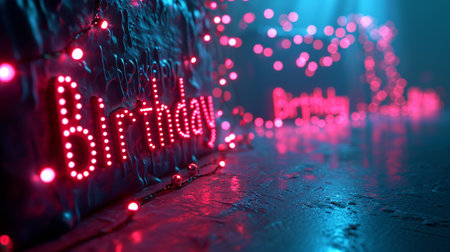 happy birthday text banner poster greeting card copy space background cake balloons party celebration, congratulating, present colors funny enjoy blessings holiday giftの素材