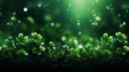 St Patricks day, green four 4 clover shamrock, heavenly protector of Ireland, fun parades and people in leprechaun costumes and funny hats. banner copy space greeting card background posterの素材