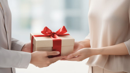 White day, a Japanese, Korean and Taiwanese non-governmental holiday, person gives gifts to others as a sign of gratitude for Valentines Day greetings, happy cute girl man banner copy spaceの素材