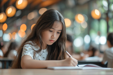 school children girl bboy study, happy pretty cute cool, glasses, backpack apple pen pencil books notebooks student writing kid classroom intellect primary start and end of school bellの素材