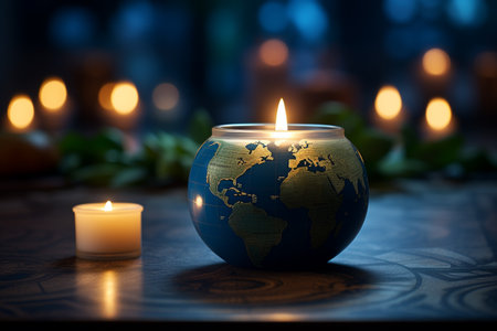 Earth hour draw attention to environmental issues turn off unnecessary lights and electrical devices for one hour, star save environment nature planet world ecology blackout dark lamp sky candleの素材