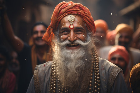 Indian people celebrate festivals, happy colorful cultural ceremonies rituals holidays traditional dance lights beautiful together woman man girl boy vibrant party prayer god spiritualの素材