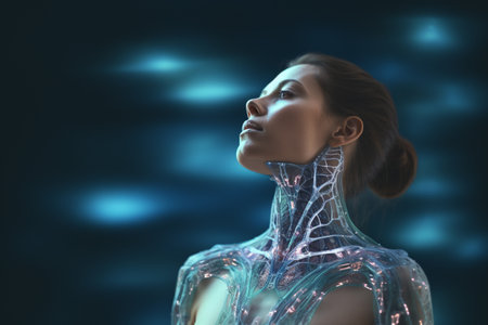 Medicine of the future. Healthcare technology and the networking concept. DNA. Digital health and networking on the hologram. Futuristic physician. Engineering and Medtechの素材