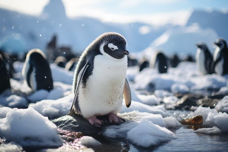 Antarctica harsh and extreme environment, cold temperatures, strong winds, flora and fauna, penguin, nature and animals snow walrus ice birds fishesの素材