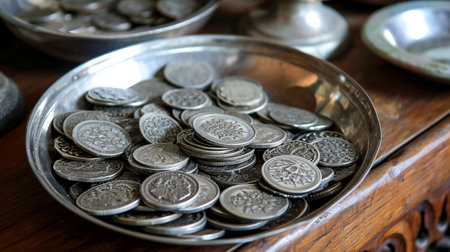 30 pieces of silver - a payment to Judas Iscariot from the Jewish chief priests for betraying Jesus Christ, Bible, religion catholic Christianity, Israel historyの素材