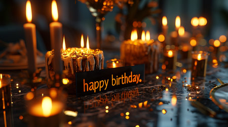 happy birthday text banner poster greeting card copy space background cake balloons party celebration, congratulating, present colors funny enjoy blessings holiday giftの素材